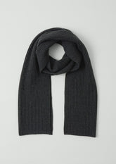 Wool Cashmere Fisherman Rib Scarf | Charcoal