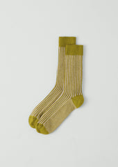 Vertical Stripe Cotton Socks | Pistachio/Almond