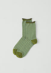 Stripe Cotton Cashmere Socks | Apple/Mint