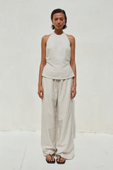 Heather Pant - Stone Pinstripe