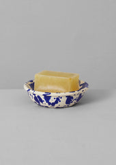 Splatter Enamel Soap Dish | Cream/Blue