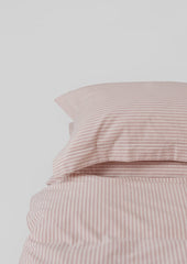 Ticking Stripe Cotton Oxford Pillowcase | Ecru/Rose
