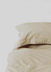 Ticking Stripe Cotton Oxford Pillowcase | Ecru/Straw