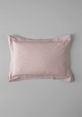 Ticking Stripe Cotton Oxford Pillowcase | Ecru/Rose