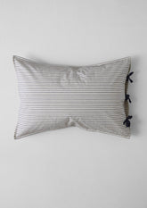 Pyjama Stripe Cotton Housewife Pillowcase | Navy/Ecru