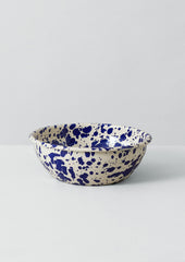 Splatter Enamel Salad Bowl | Cream/Blue