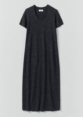 Knitted Linen Cotton T Shirt Dress | Dark Navy