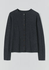 Wool Cashmere Neat Cardigan | Charcoal