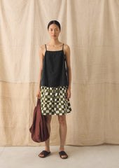 Square Neck Garment Dyed Linen Tank | Black Pepper