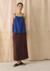 Square Neck Garment Dyed Linen Tank | Carmine Blue