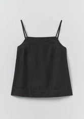 Square Neck Garment Dyed Linen Tank | Black Pepper