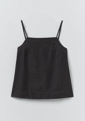 Square Neck Garment Dyed Linen Tank | Black Pepper