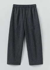 Stripe Linen Cotton Barrel Leg Trousers | Shadow Blue/Black