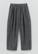 Linen Cotton Patch Pocket Trousers | Navy/Ecru