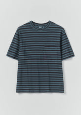Overdyed Stripe Organic Cotton Tee | Blue Graphite/Mazarine Blue