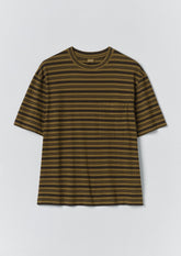 Overdyed Stripe Organic Cotton Tee | Blue Graphite/Woodland Green