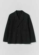 Overdyed Micro Houndstooth Cotton Blazer | Oil Green