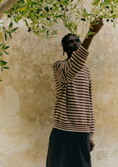 Stripe Alpaca Wool Sweater | Dark Terracotta/Oatmeal
