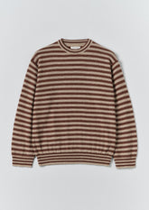 Stripe Alpaca Wool Sweater | Dark Terracotta/Oatmeal