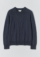 Linen Cotton Crew Neck Sweater | Denim Blue