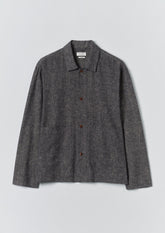 Relaxed Linen Cotton Shirt | Navy/Ecru