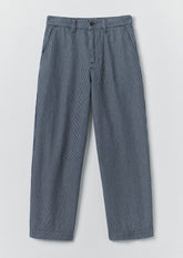 Jude Stripe Wide Leg Denim Trousers | Ecru/Indigo