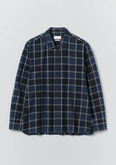 Market Check Cotton Linen Easy Shirt | Denim Blue