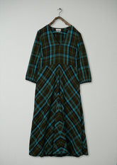 Renewed Astrid Check Seersucker Dress Size 16 (112) | Oil/Sea Green
