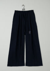 Renewed Cotton Wool Herringbone Pull on Trousers Size XS (53) | Dark Navy