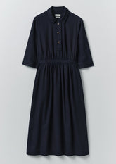 Indigo Cotton Twill Shirt Dress | Indigo