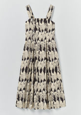 Market Fish Print Cotton Poplin Dress | Slate