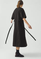 Tie Waist Cotton Twill Dress | Slate