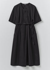 Tie Waist Cotton Twill Dress | Slate
