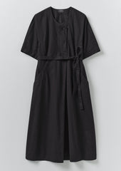 Tie Waist Cotton Twill Dress | Slate