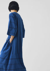 Tea Towel Stripe Cotton Dress | Cobalt Blue