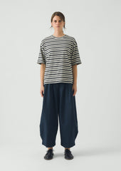 Stripe Cotton Short Sleeve Tee | Blue Graphite/Egret