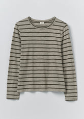 Stripe Crew Neck Tee | Avocado Rind/Ecru