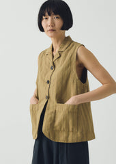 Stripe Cotton Linen Waistcoat | Fennel Seed