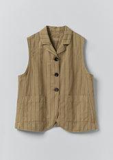 Stripe Cotton Linen Waistcoat | Fennel Seed