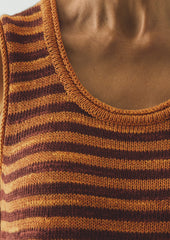 Stripe Linen Cotton Knitted Vest | Beetroot/Butterscotch