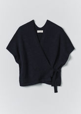 Wool Alpaca Knitted Wrap | Navy