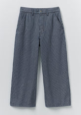 Hickory Stripe Denim Wide Leg Trousers | Ecru/Indigo
