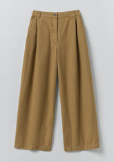 Wide Leg Cotton Linen Twill Trousers | Warm Sand