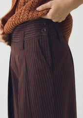 Stripe Fisherman Cotton Trousers | Black/Multi