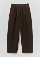 Pleat Front Garment Dyed Cotton Trousers | Black Walnut