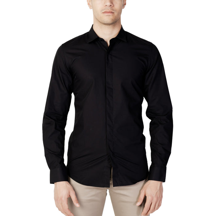 Image 1 : Chemise homme Antony Morato noire slim manches longues col classique, vue de face — Delvale
