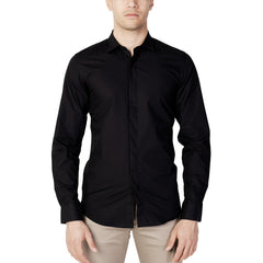 Image 1 : Chemise homme Antony Morato noire slim manches longues col classique, vue de face — Delvale