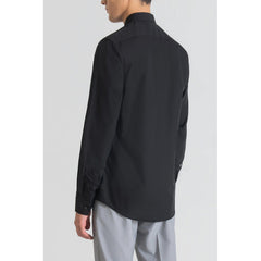 Image 4 : Chemise slim Antony Morato homme noire manches longues, vue trois quarts — Delvale