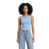 Image 1 : Débardeur Calvin Klein Jeans bleu azur femme col rond vue de face — delvale