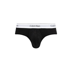 Image 2 : Détail de la ceinture élastique blanche avec inscription Calvin Klein répétée sur slip noir homme — Delvale